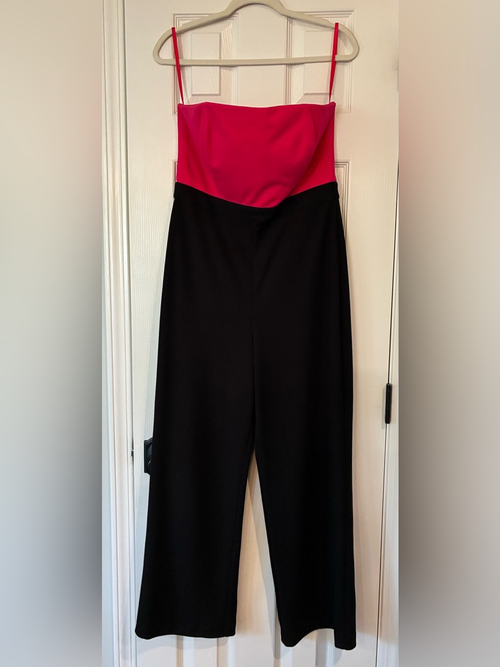 White House Black Market Pink & Black Strapless Jumpsuit size 8